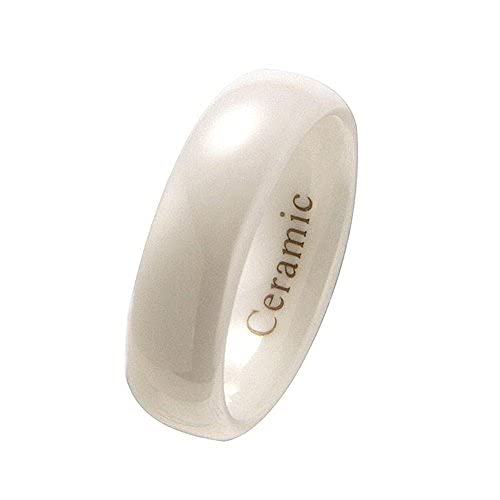 Classic White Ceramic Wedding Band High Polish Comfort Fit Ring 3,4,6,9 & 10mm