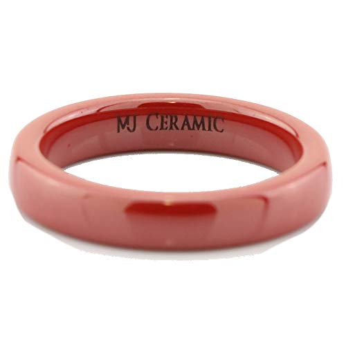 Classic Red Ceramic Wedding Band High Polish Comfort Fit Ring 3,4 and 6mm