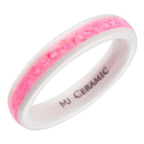 Ceramic Wedding Band Pink Mimosa, Multi Lavender or Rainbow Opal COMFORT FIT 4mm Ring