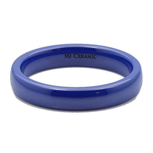 Classic Blue Ceramic Wedding Band High Polish Comfort Fit Ring Size 3 & 4mm
