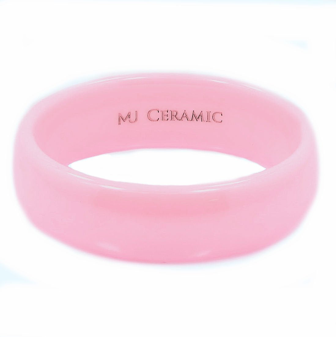 Classic Pink Ceramic Wedding Band High Polish Comfort Fit Ring 3,4,6 and 8mm