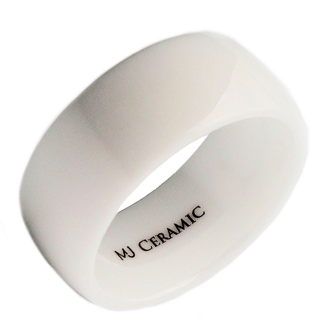 Classic White Ceramic Wedding Band High Polish Comfort Fit Ring 3,4,6,9 & 10mm