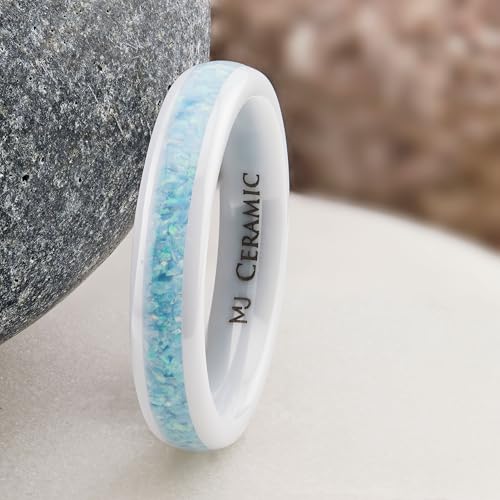 Ceramic Wedding Band Pink Mimosa, Multi Lavender or Rainbow Opal COMFORT FIT 4mm Ring