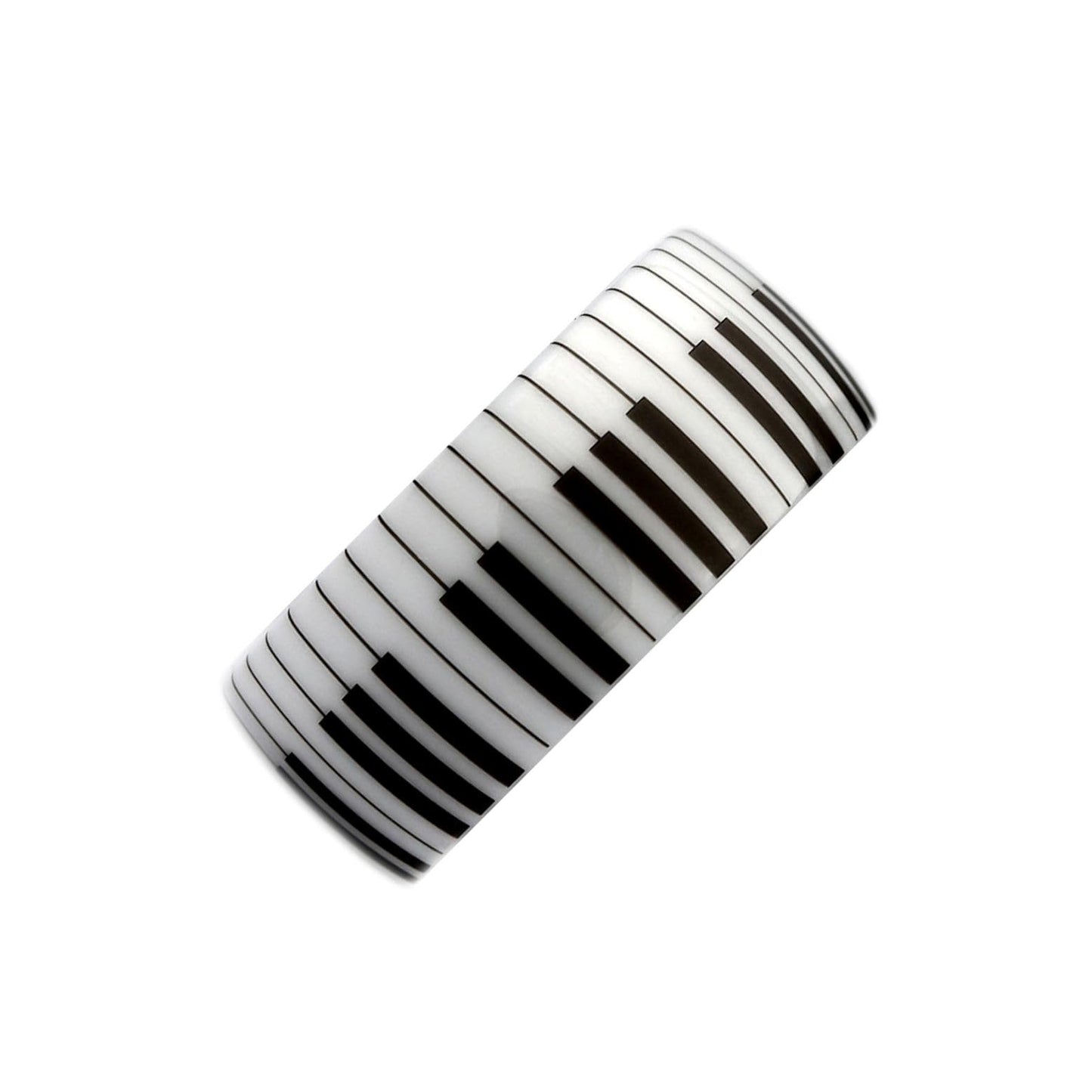 White Ceramic Piano Keyboard Wedding Band High Polished Ring | Comfort Fit Band | Musician Music