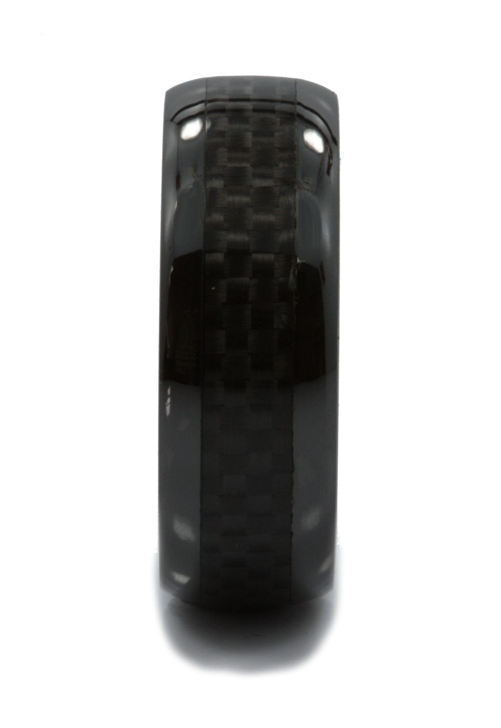 Black Ceramic Carbon Fiber Inlay Wedding Band Comfort Fit Ring | Men Women Band | 8mm