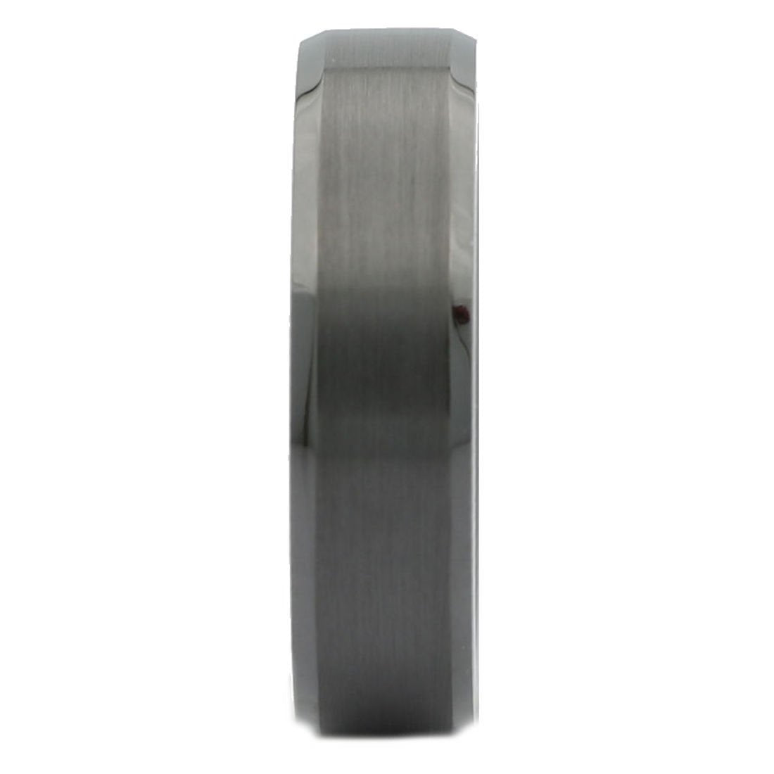 Black Ceramic Ring Brushed Center Recessed Polished Edge Wedding Band 6mm