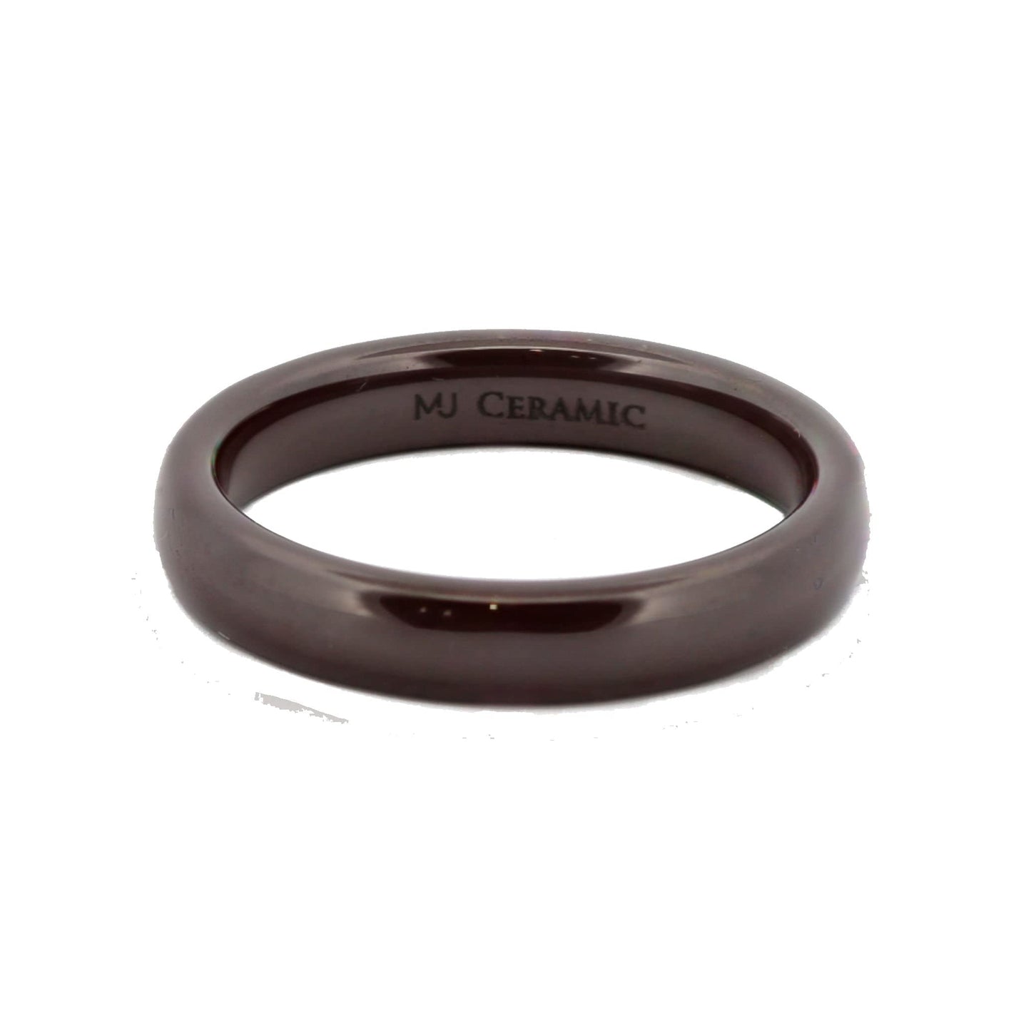 Classic Brown Ceramic Wedding Band High Polish Comfort Fit Ring Size