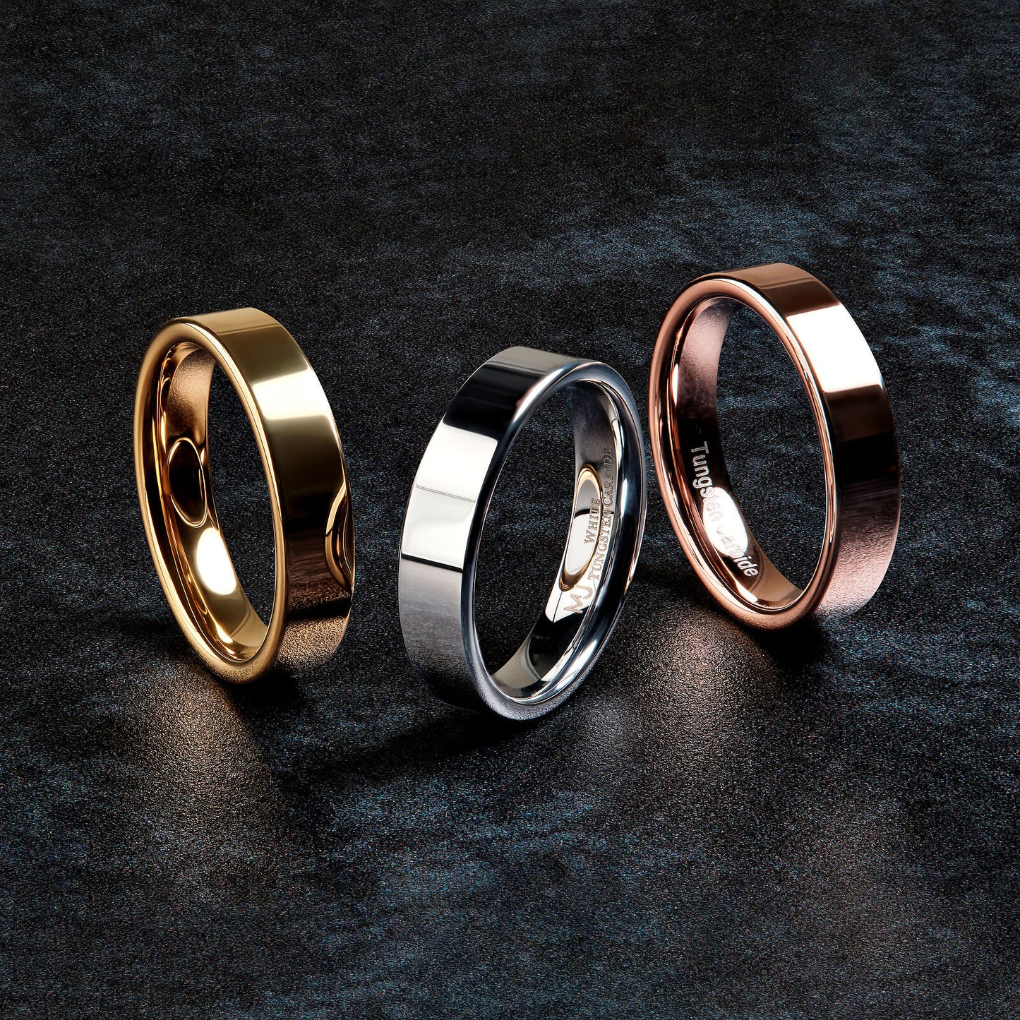 Flat Pipe Cut 5mm Tungsten Carbide Various Colors Wedding Ring