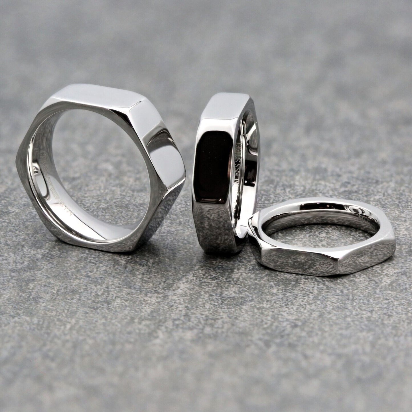 Stainless Steel Black Plated or Polished Finish Nut Style Ring 4mm 6mm or 8mm