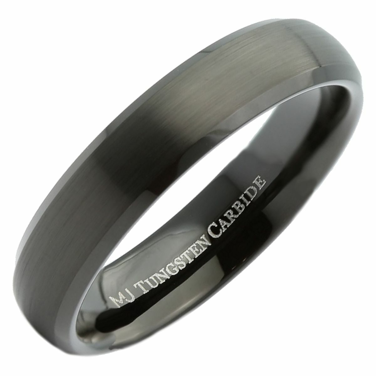 5mm Tungsten Carbide Black Plated Brushed Center and Polished Edge Ring
