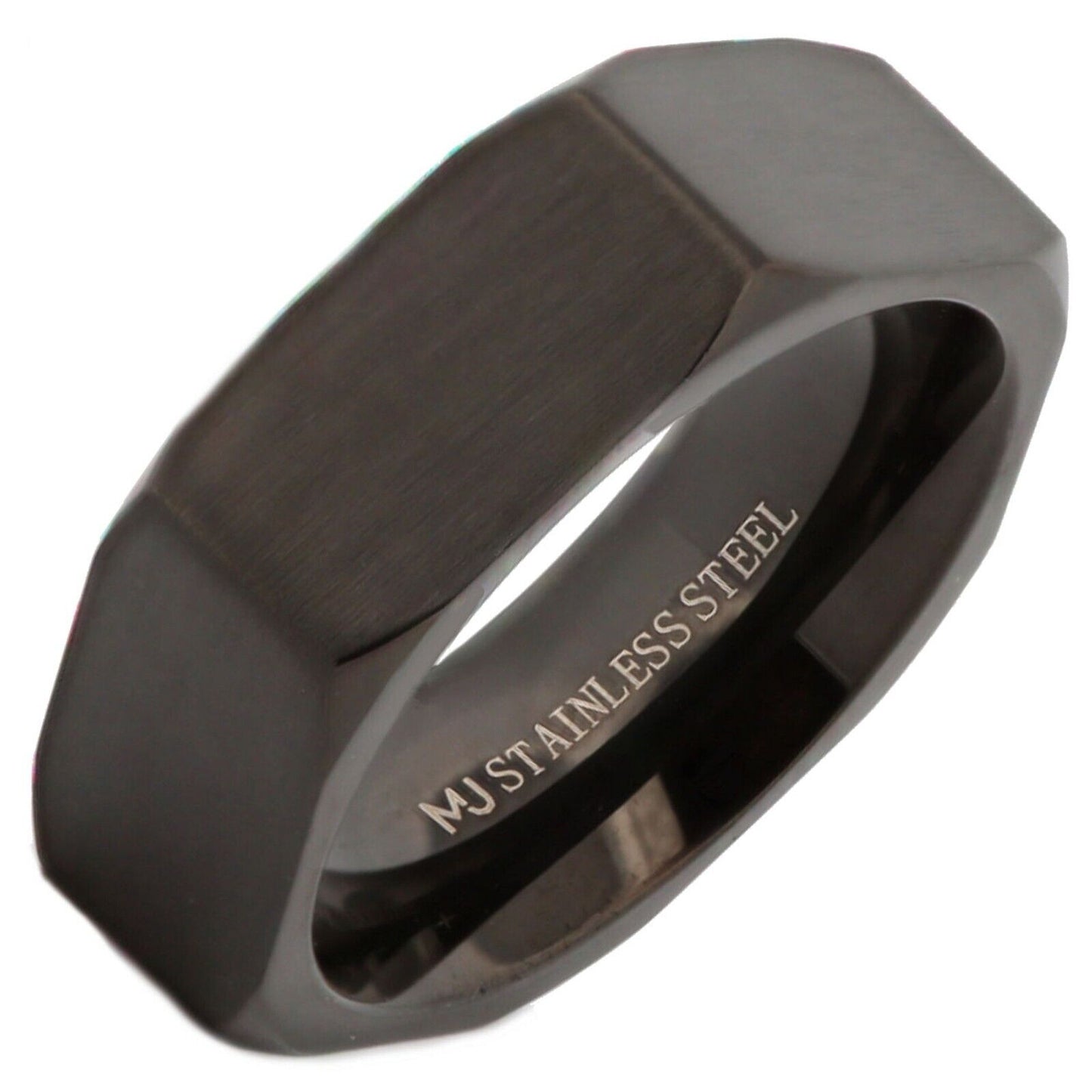 Stainless Steel Black Plated or Polished Finish Nut Style Ring 4mm 6mm or 8mm