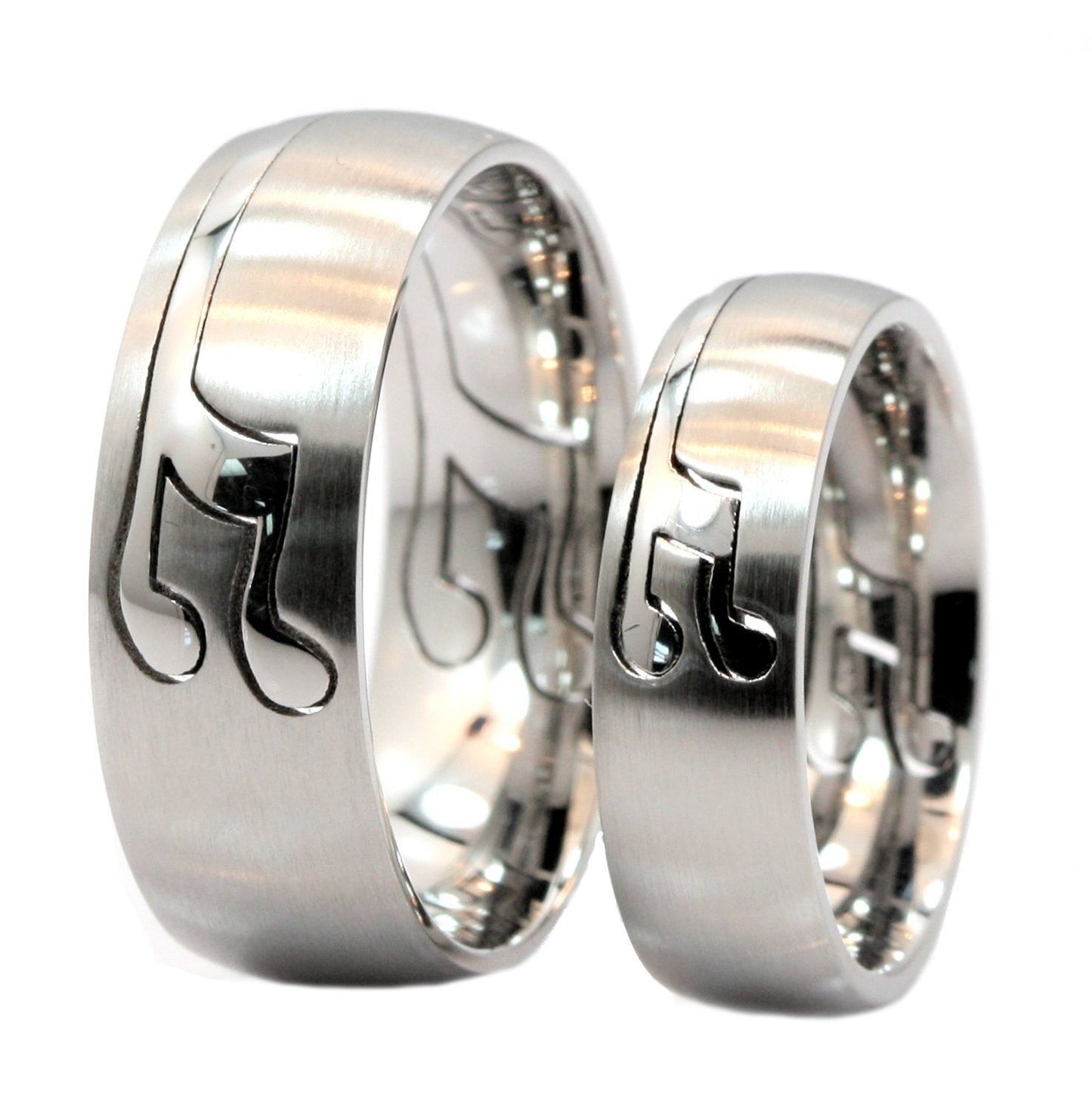 Musical Note Puzzle Ring 6mm 8mm comfort fit 316L Surgical Stainless Steel Band