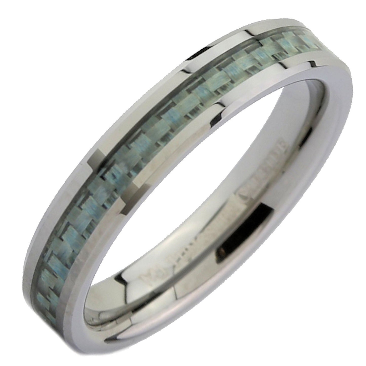 4mm Tungsten Carbide Blue, Pink or Purple Carbon Fiber Inlay Wedding Band