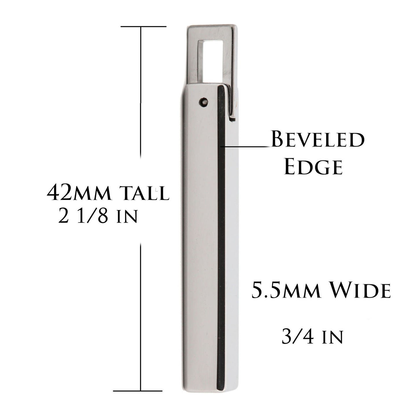 Tungsten Carbide Bar Pendant Stainless Steel Cuban Chain 16" to 26" Length