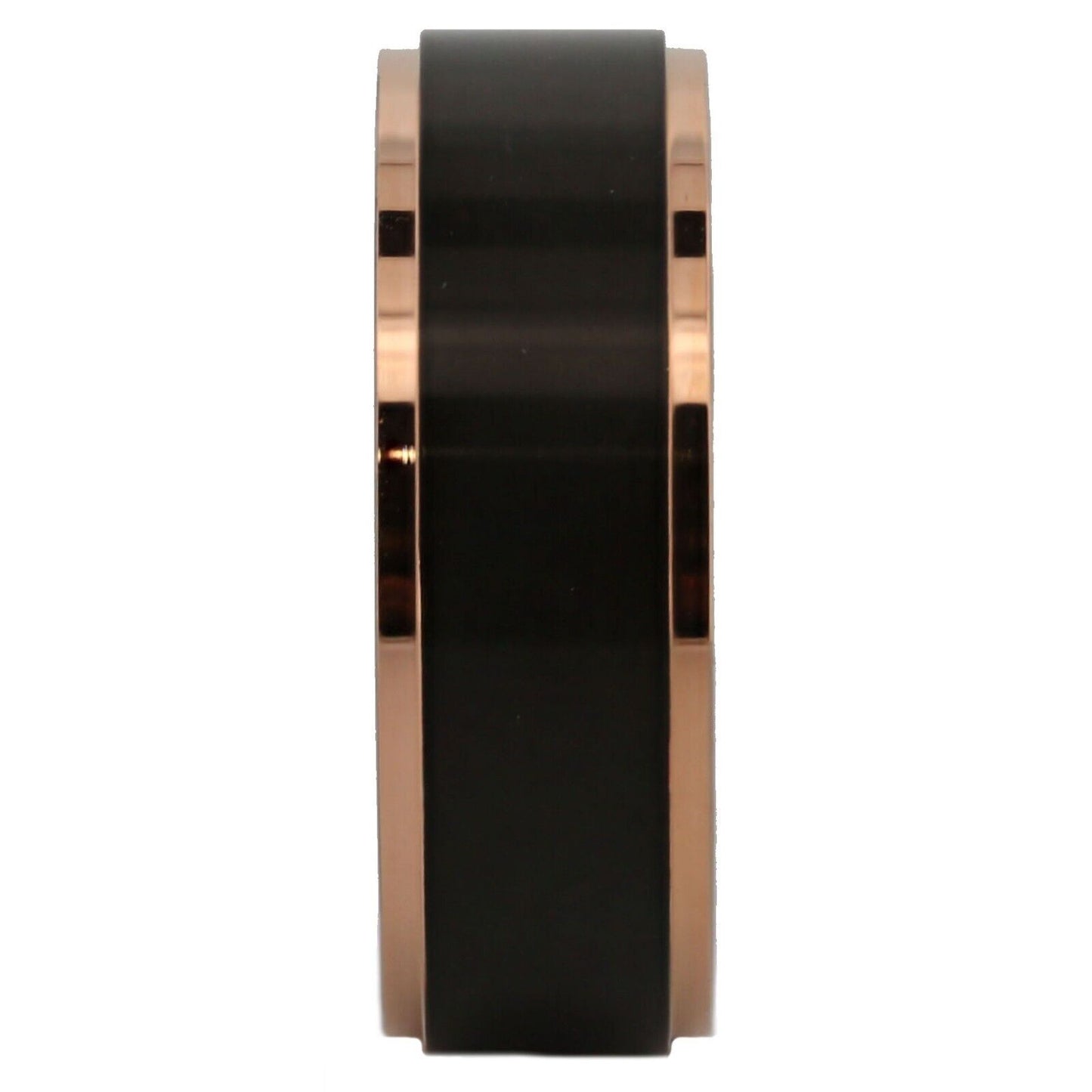 Bushed Stainless Steel 6mm or 8mm Black Plated Drop Down Edges Gold or Rose Gold