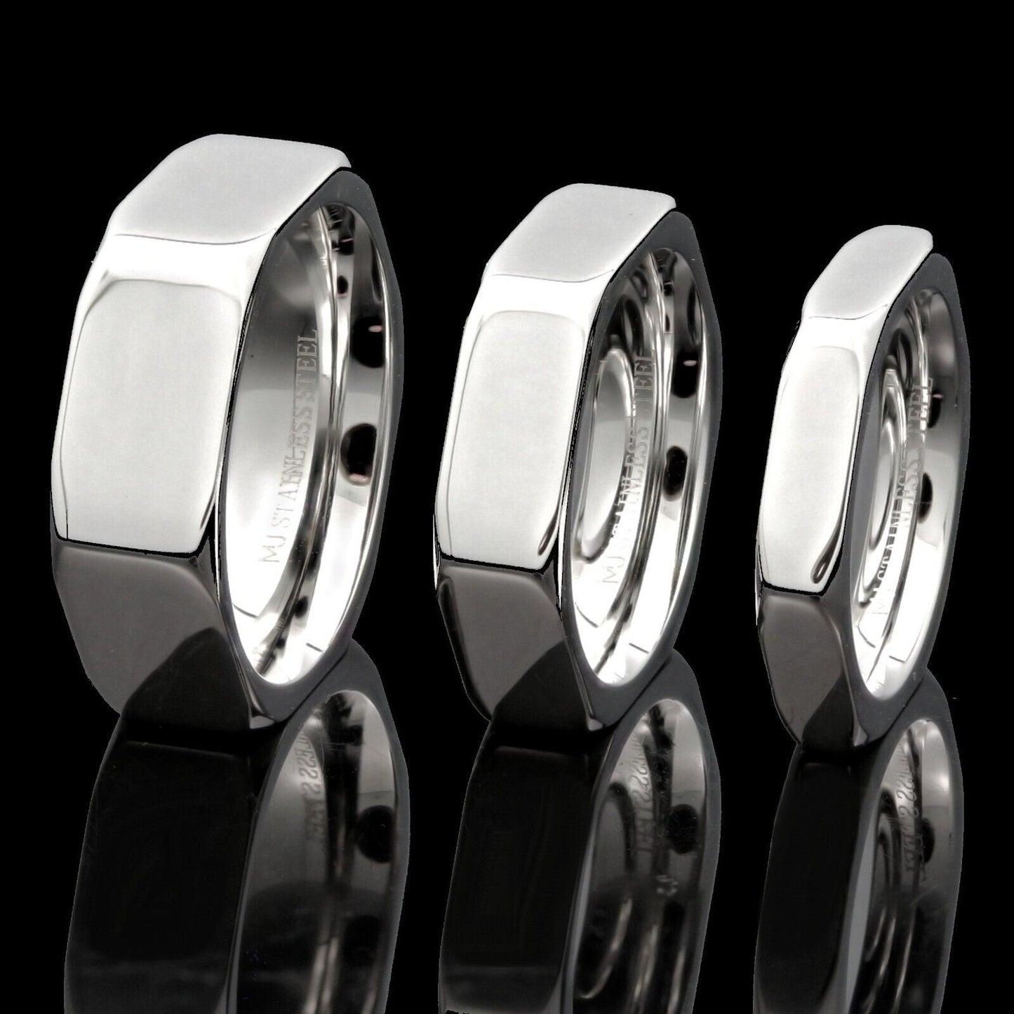 Stainless Steel Black Plated or Polished Finish Nut Style Ring 4mm 6mm or 8mm