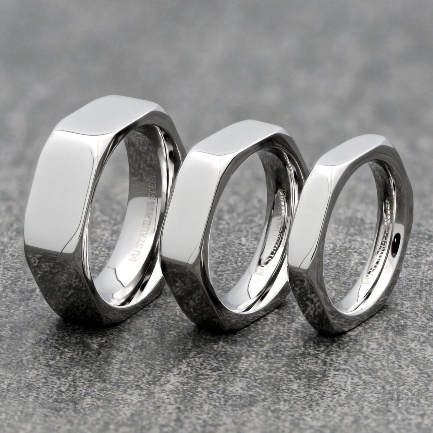 Stainless Steel Black Plated or Polished Finish Nut Style Ring 4mm 6mm or 8mm