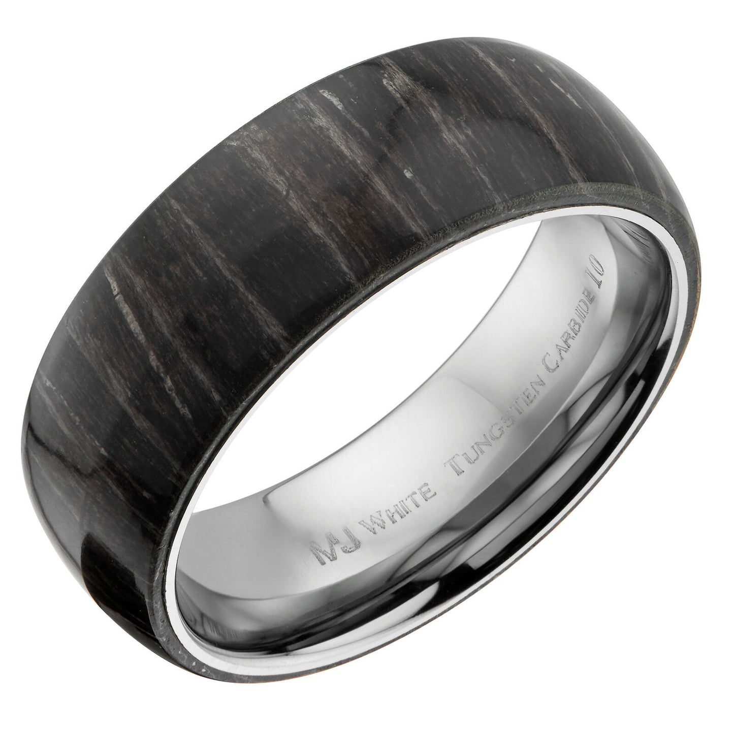 Zebra Wood Ring Polished Tungsten Carbide Comfort Fit Wedding Ring 8mm
