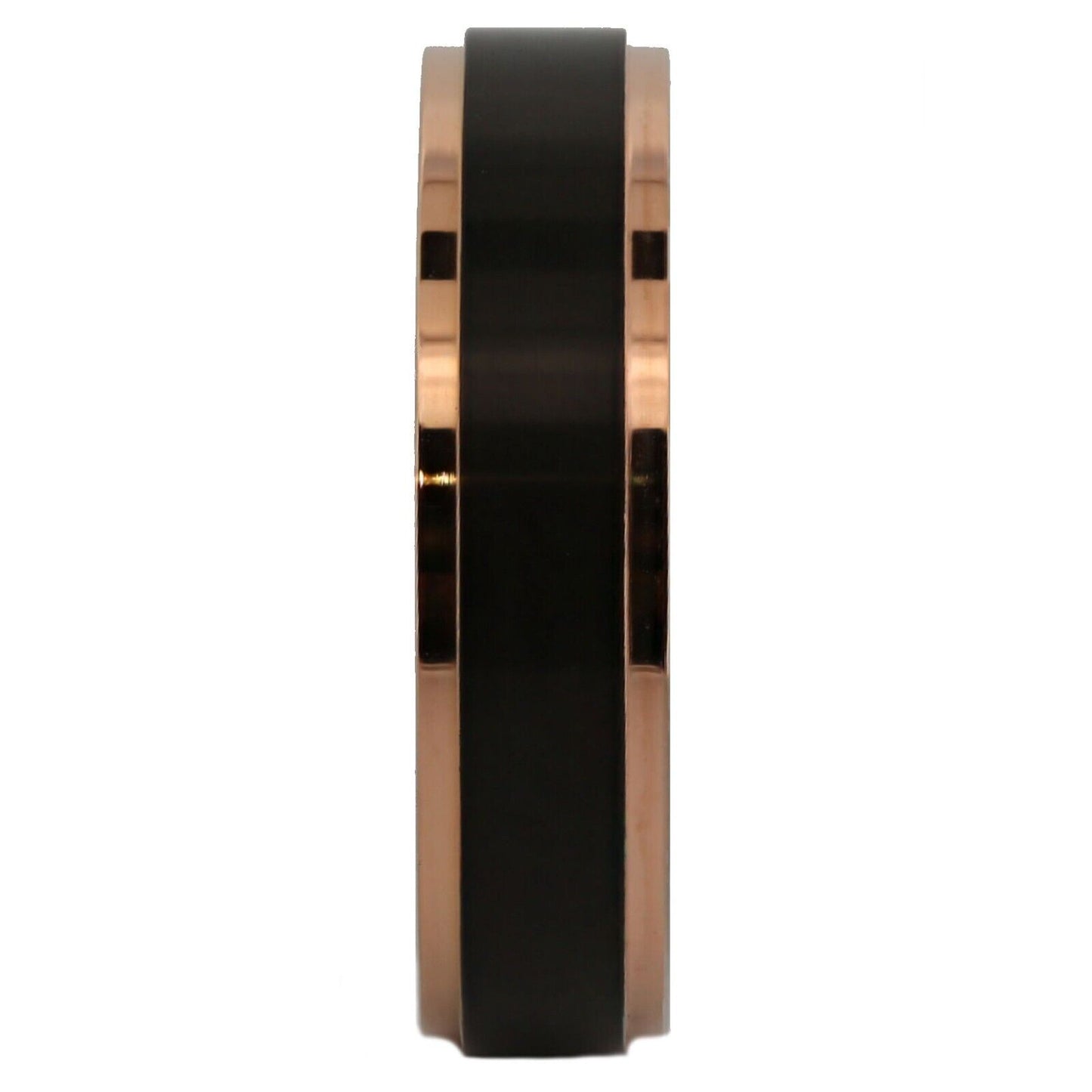 Bushed Stainless Steel 6mm or 8mm Black Plated Drop Down Edges Gold or Rose Gold