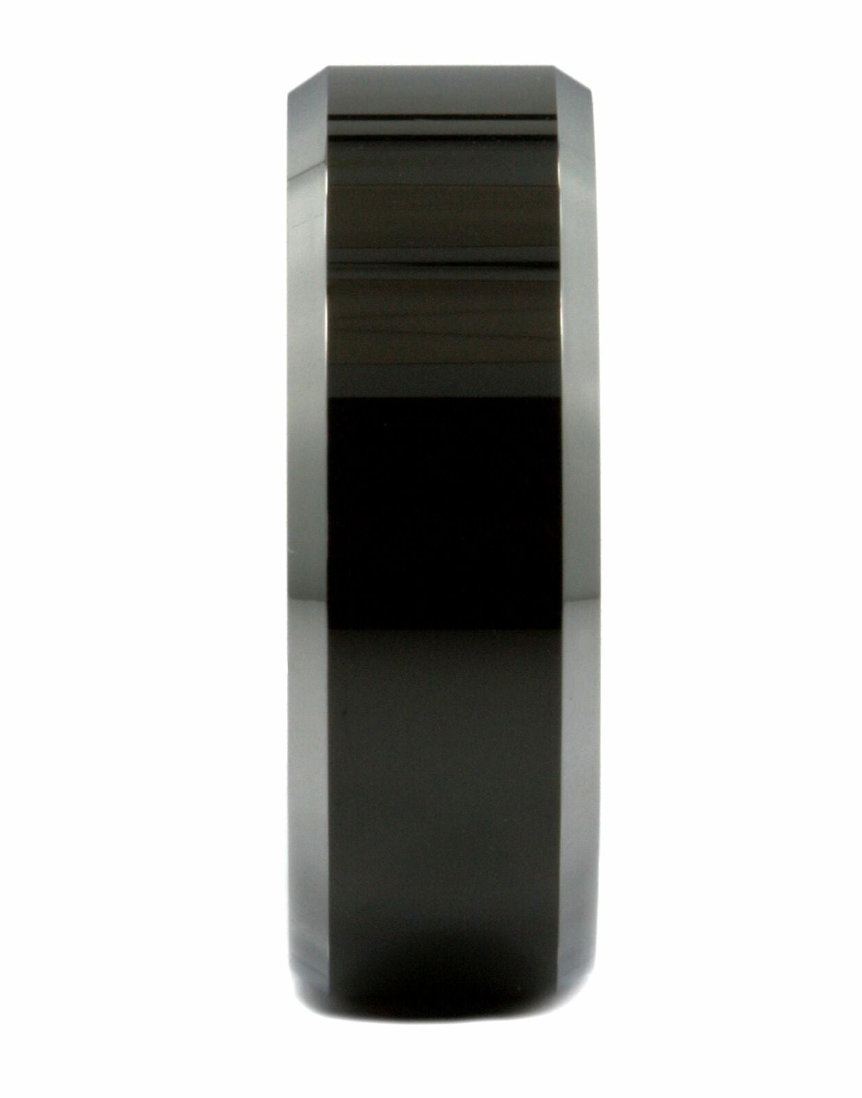 8MM Mirror Polish Black Tungsten Carbide Ring Silver Edge Wedding Band