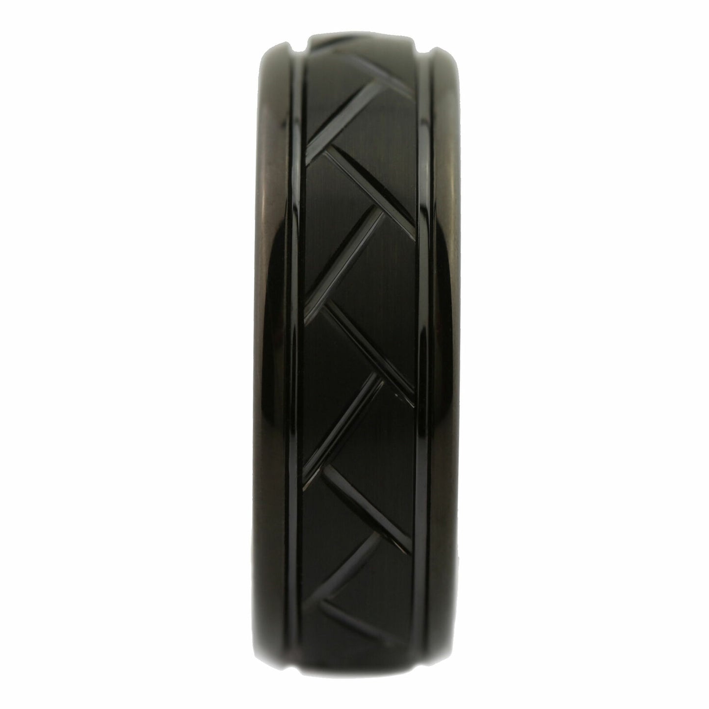 Tungsten Carbide 8mm Band Hand Crafted Brushed Black Plated Ring