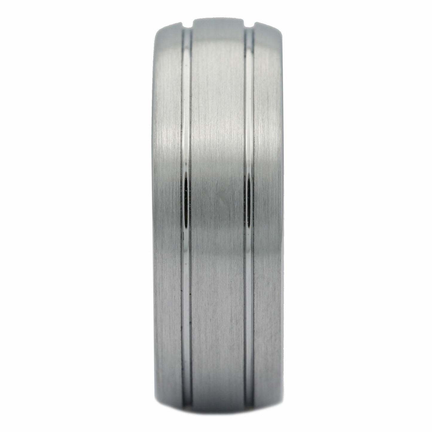 8mm White Tungsten Carbide Wedding Band 2 Grooves Brushed Dome Ring