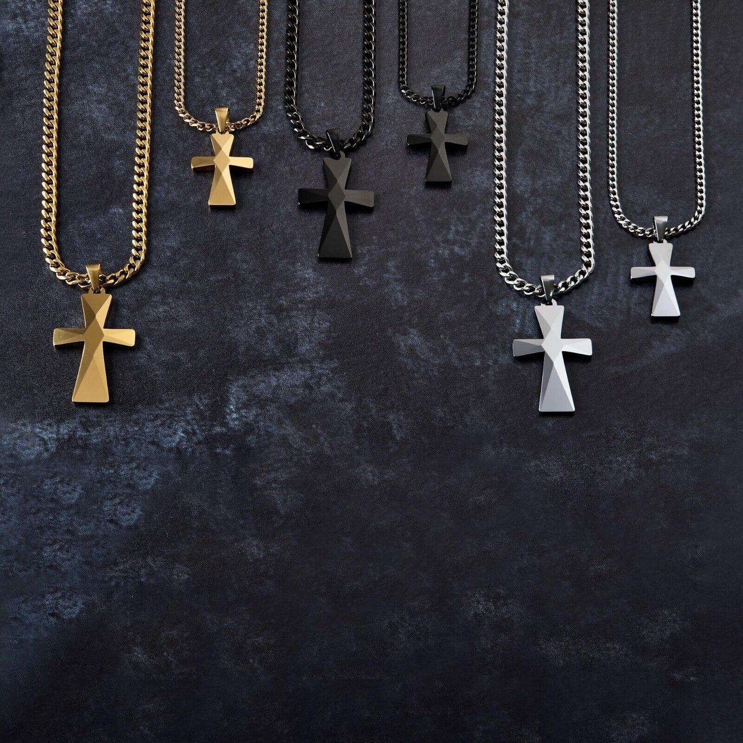 Tungsten Carbide Cross Pendants 16"-28" Stainless Steel Cuban Chain