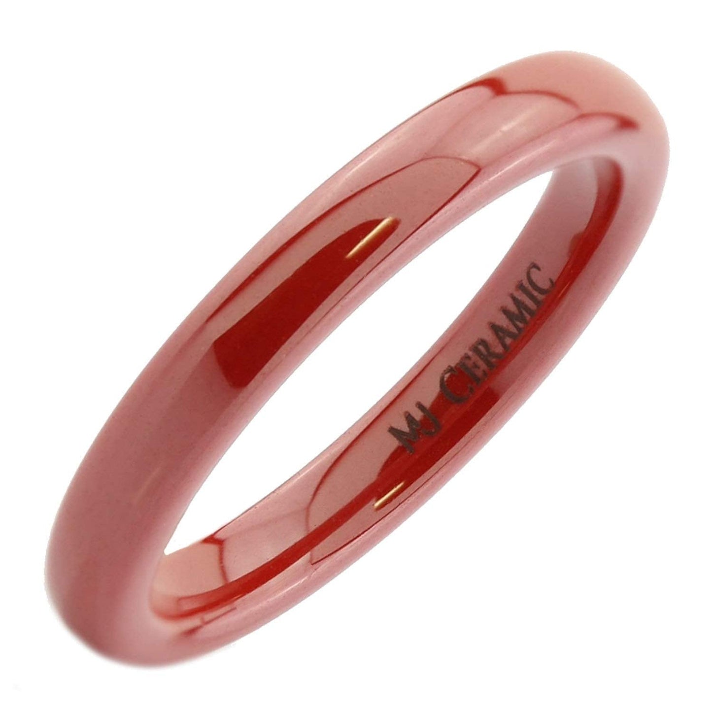 Classic Red Ceramic Wedding Band High Polish Comfort Fit Ring 3,4 and 6mm
