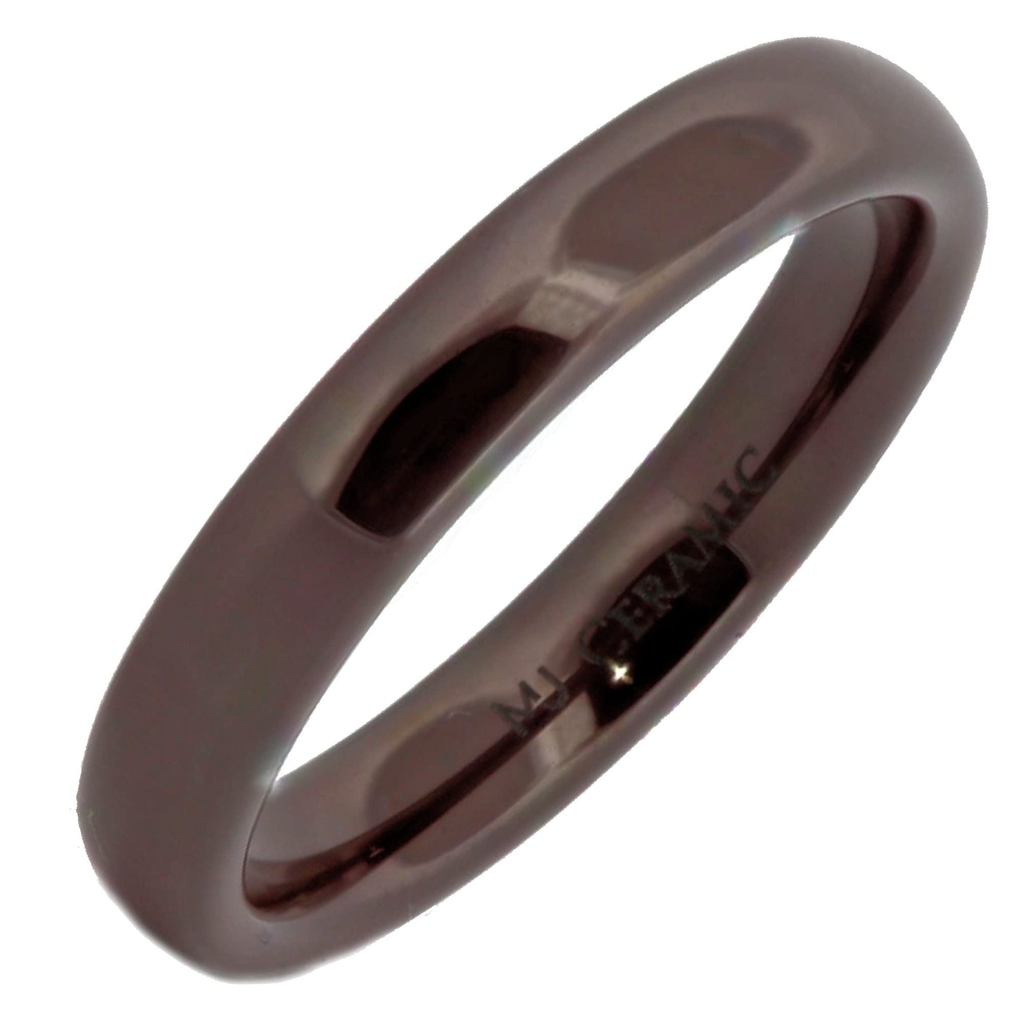 Classic Brown Ceramic Wedding Band High Polish Comfort Fit Ring Size