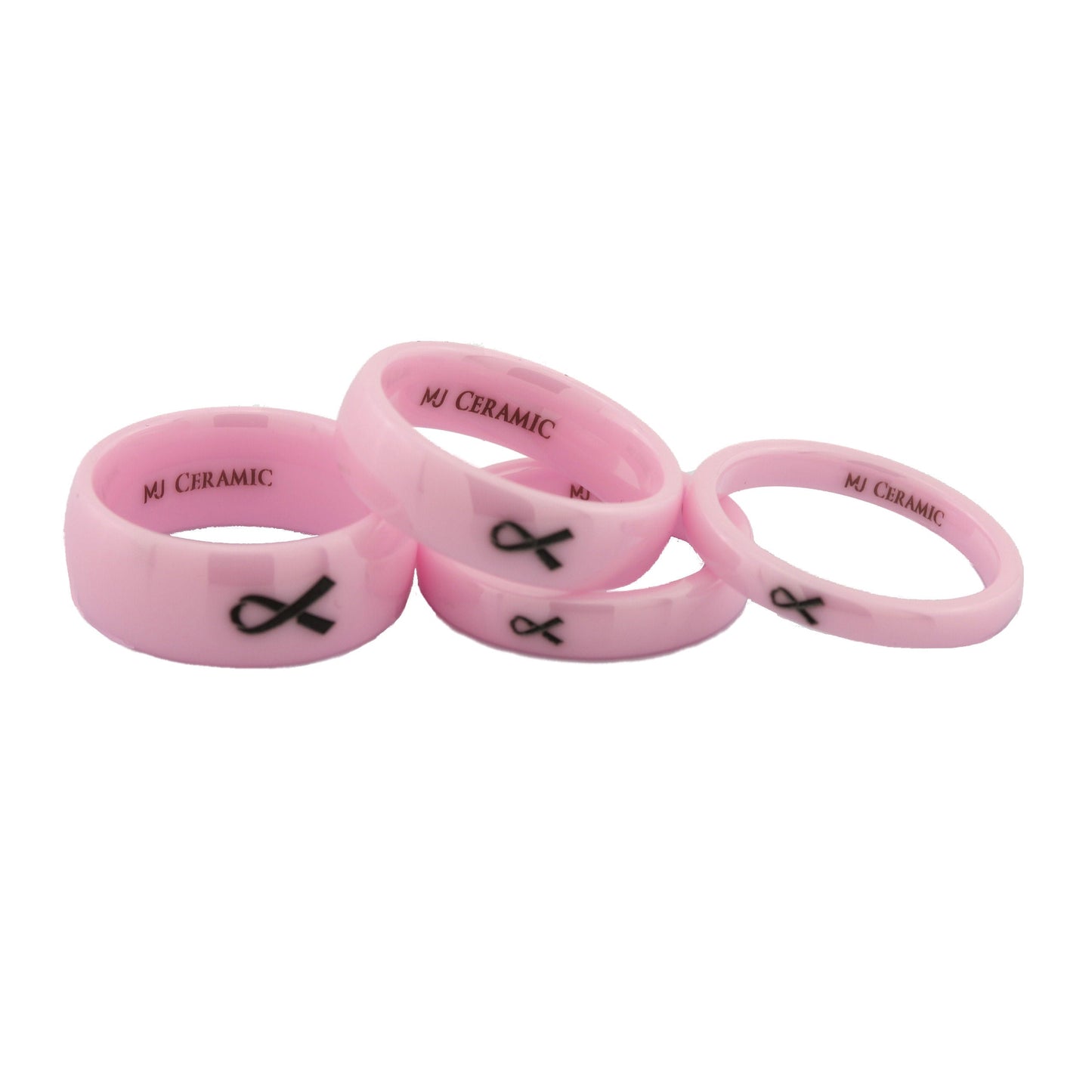 Pink Ceramic Cancer Awareness Ring made to order Comfort fit 3mm to 8mm widths