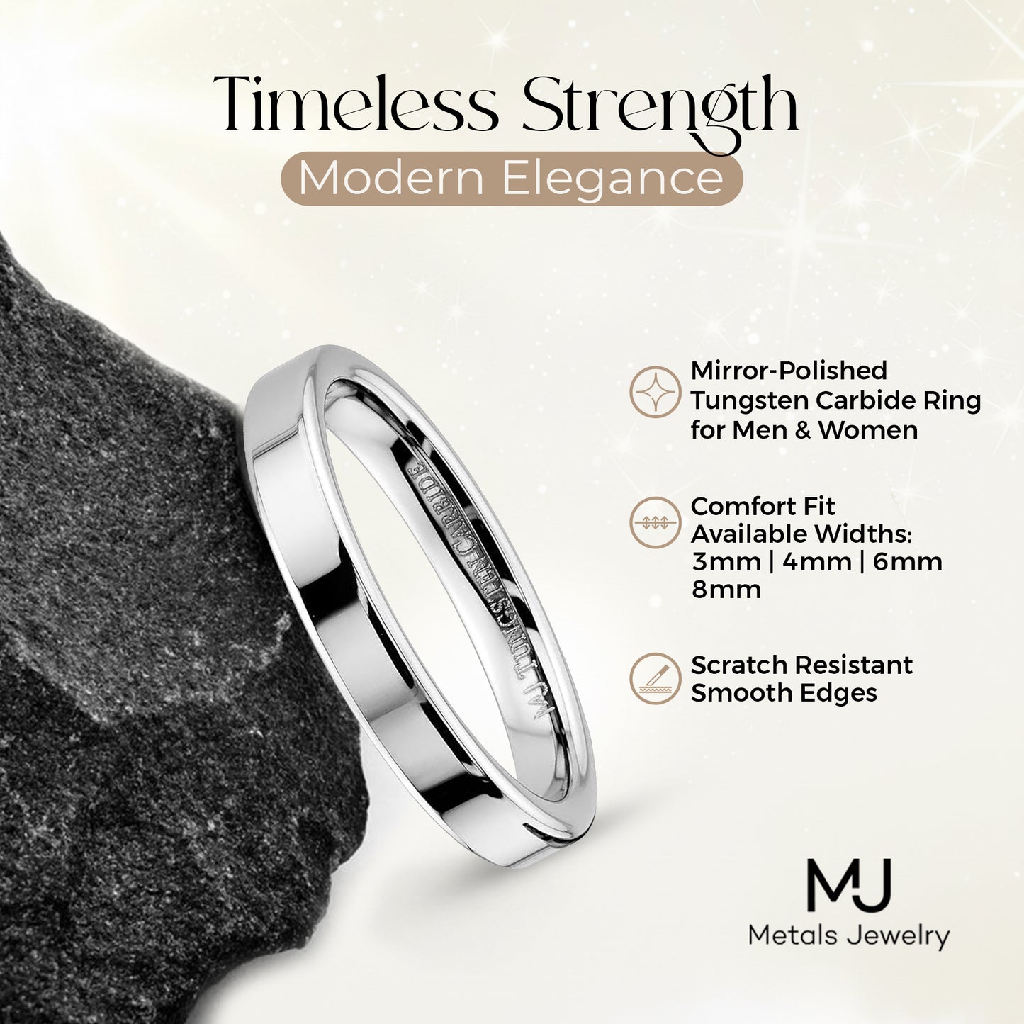 Pipe Cut Tungsten Carbide Mirror Polished Ring Band Size 3mm 4mm 6mm 8mm Comfort Fit
