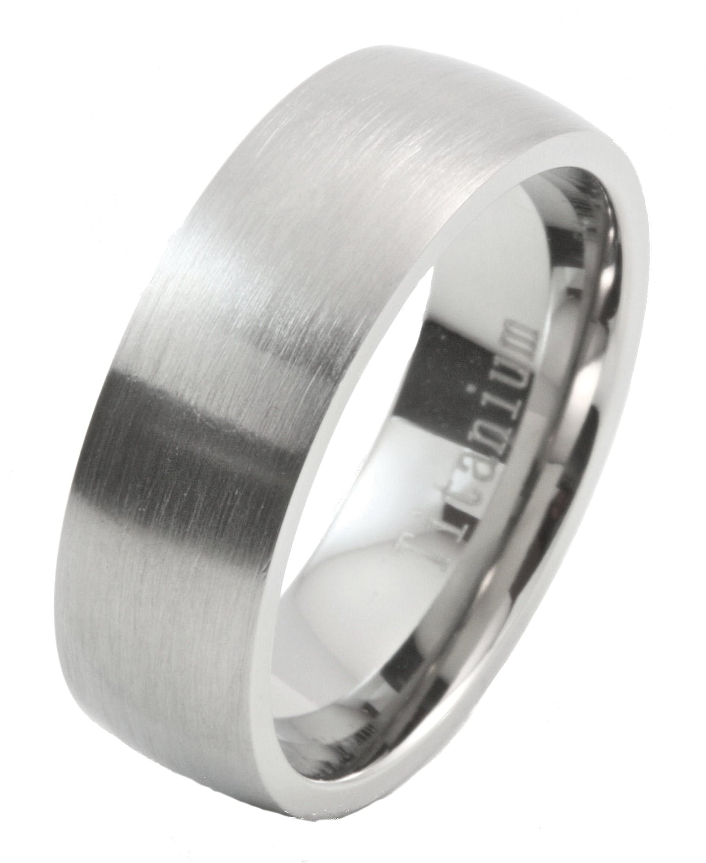 5mm or 7mm Brushed Grade 5 Titanium Comfort Fit Ring Wedding Band