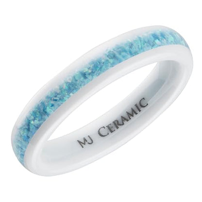 Ceramic Wedding Band Pink Mimosa, Multi Lavender or Rainbow Opal COMFORT FIT 4mm Ring