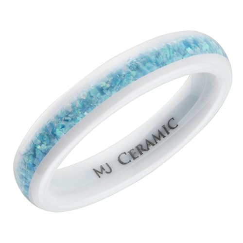 Ceramic Wedding Band Pink Mimosa, Multi Lavender or Rainbow Opal COMFORT FIT 4mm Ring