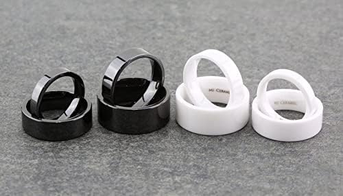 Black or White Ceramic 4mm, 6mm, 8mm or 10mm Wedding Band Flat Pipe Cut High Polished Ring