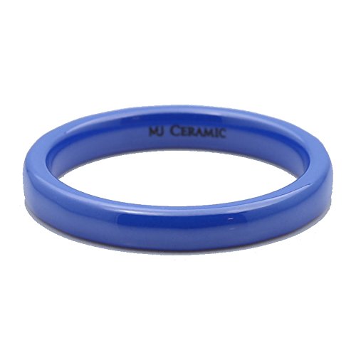 Classic Blue Ceramic Wedding Band High Polish Comfort Fit Ring Size 3 & 4mm