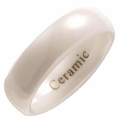 Classic White Ceramic Wedding Band High Polish Comfort Fit Ring 3,4,6,9 & 10mm
