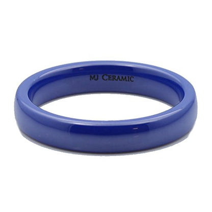 Classic Blue Ceramic Wedding Band High Polish Comfort Fit Ring Size 3 & 4mm