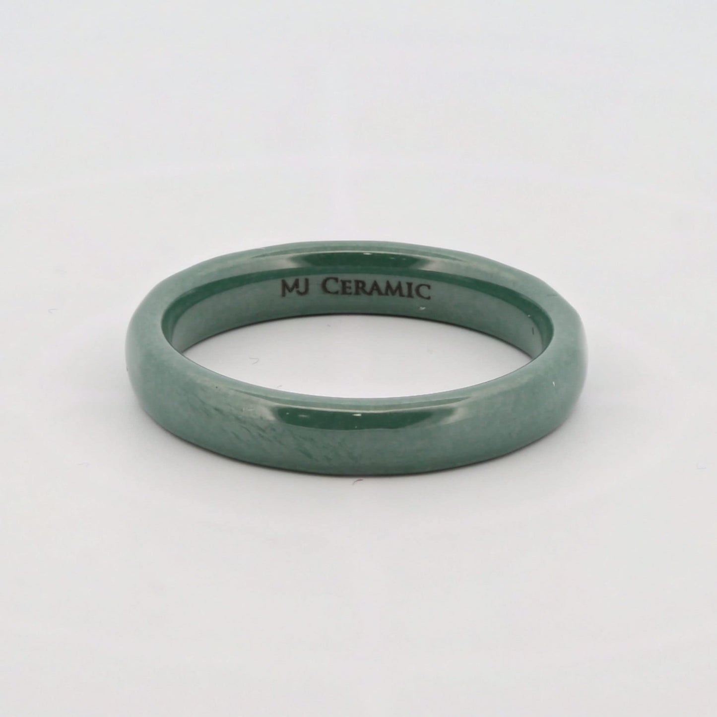 Classic Green Ceramic Wedding Band High Polish Comfort Fit Ring 4mm