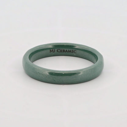 Classic Green Ceramic Wedding Band High Polish Comfort Fit Ring 4mm