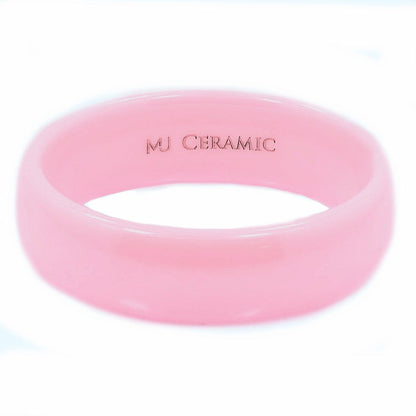 Classic Pink Ceramic Wedding Band High Polish Comfort Fit Ring 3,4,6 and 8mm