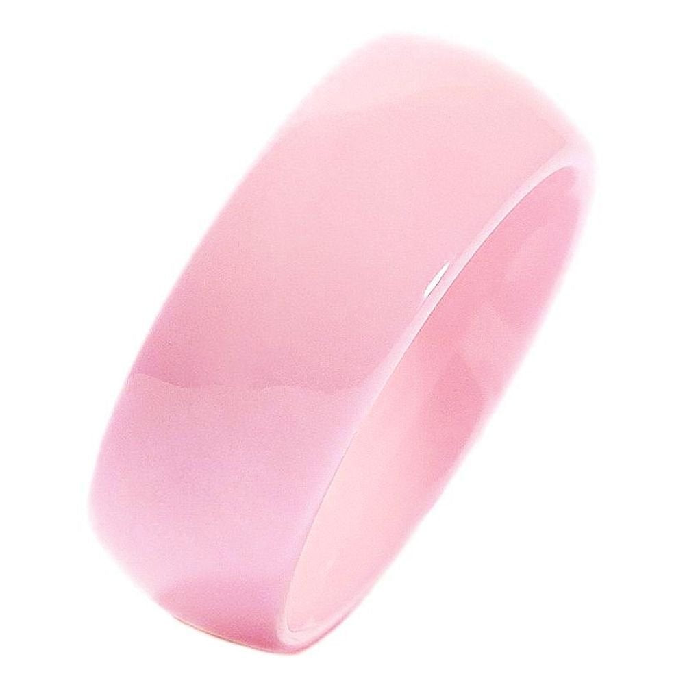 Classic Pink Ceramic Wedding Band High Polish Comfort Fit Ring 3,4,6 and 8mm