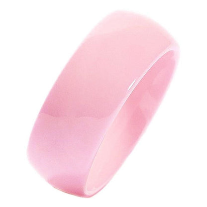 Classic Pink Ceramic Wedding Band High Polish Comfort Fit Ring 3,4,6 and 8mm