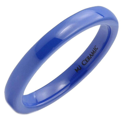 Classic Blue Ceramic Wedding Band High Polish Comfort Fit Ring Size 3 & 4mm