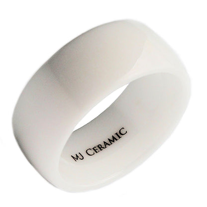 Classic White Ceramic Wedding Band High Polish Comfort Fit Ring 3,4,6,9 & 10mm