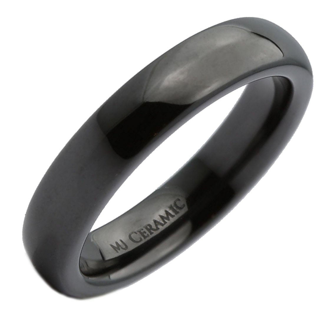 Classic Black Ceramic Wedding Band High Polish Comfort Fit Ring 3,4,6,8 &10mm
