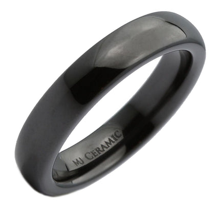 Classic Black Ceramic Wedding Band High Polish Comfort Fit Ring 3,4,6,8 &10mm