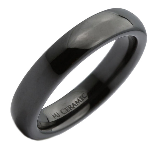 Classic Black Ceramic Wedding Band High Polish Comfort Fit Ring 3,4,6,8 &10mm