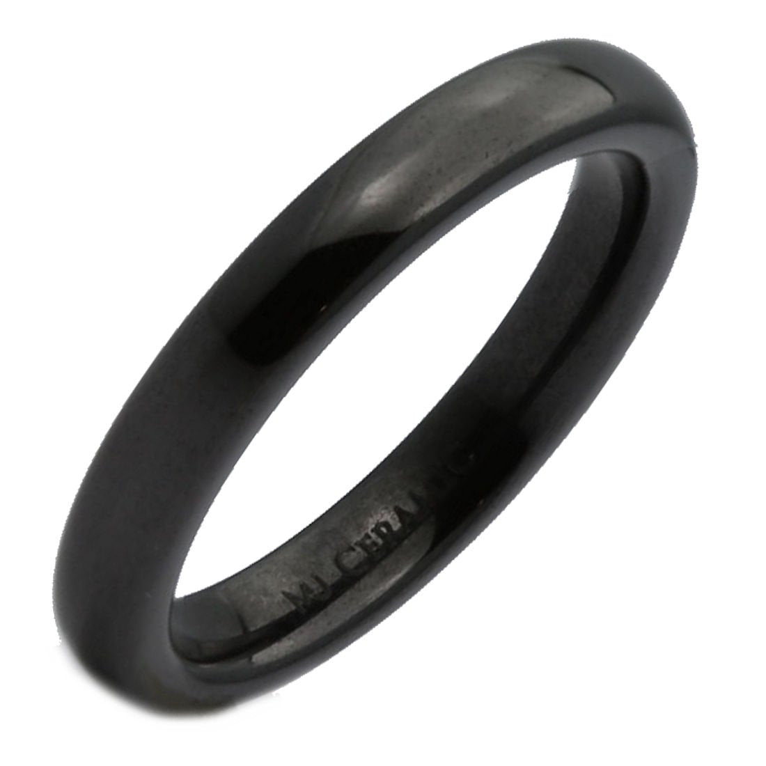 Classic Black Ceramic Wedding Band High Polish Comfort Fit Ring 3,4,6,8 &10mm