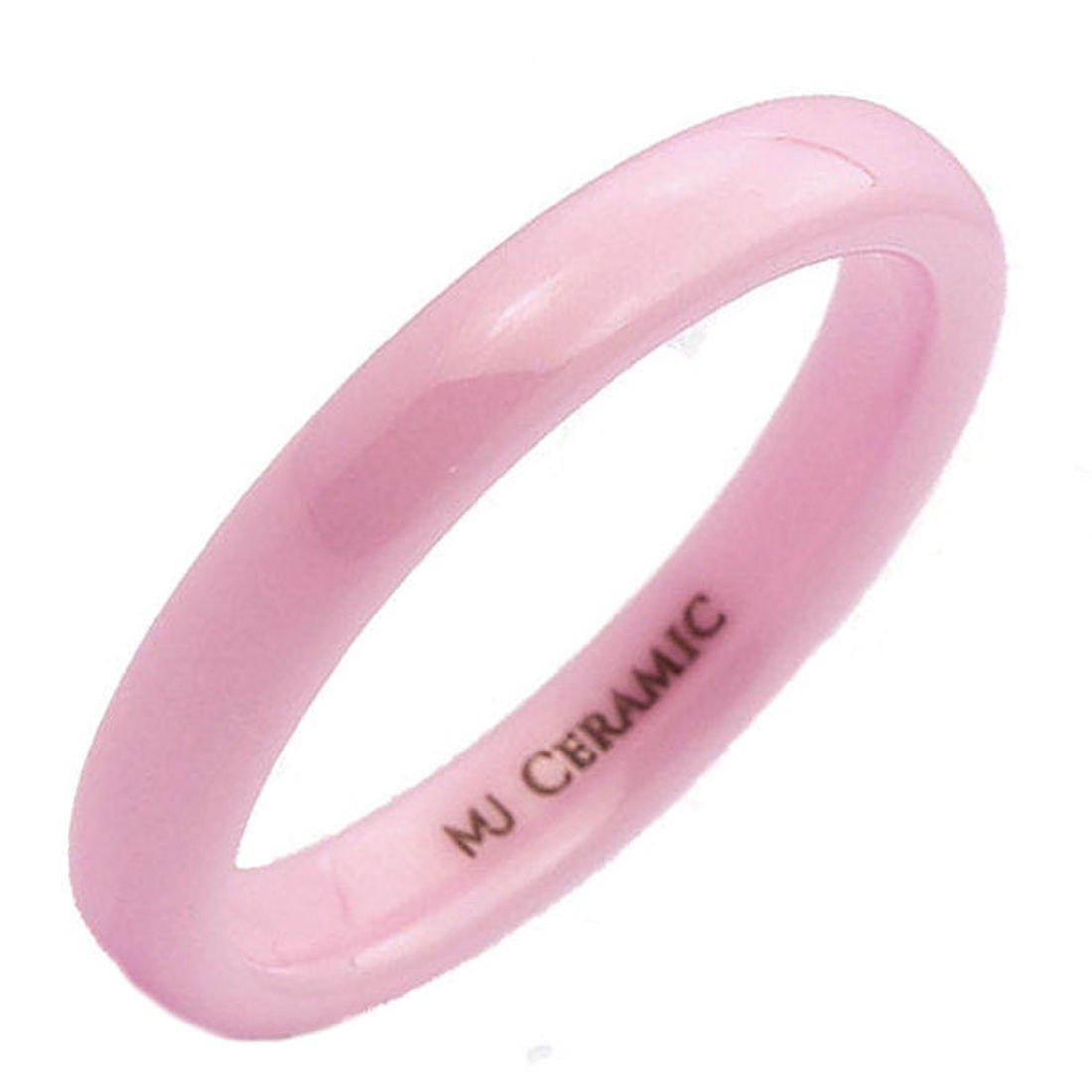 Classic Pink Ceramic Wedding Band High Polish Comfort Fit Ring 3,4,6 and 8mm